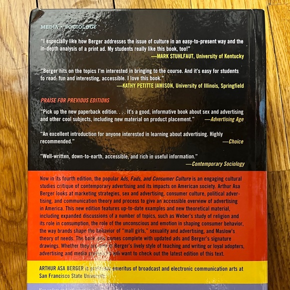 ADS, FADS, AND CONSUMER CULTURE Hardcover Book By Asa Arthur Berger - Picture 4 of 7